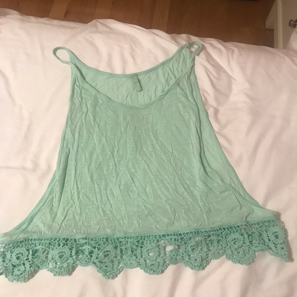 LF Turquoise Crochet Open Side Top
